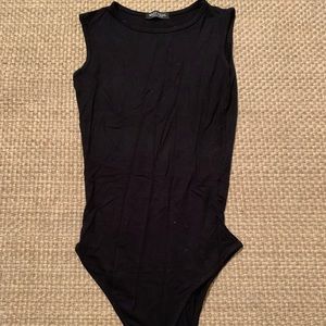 High neck black body suit